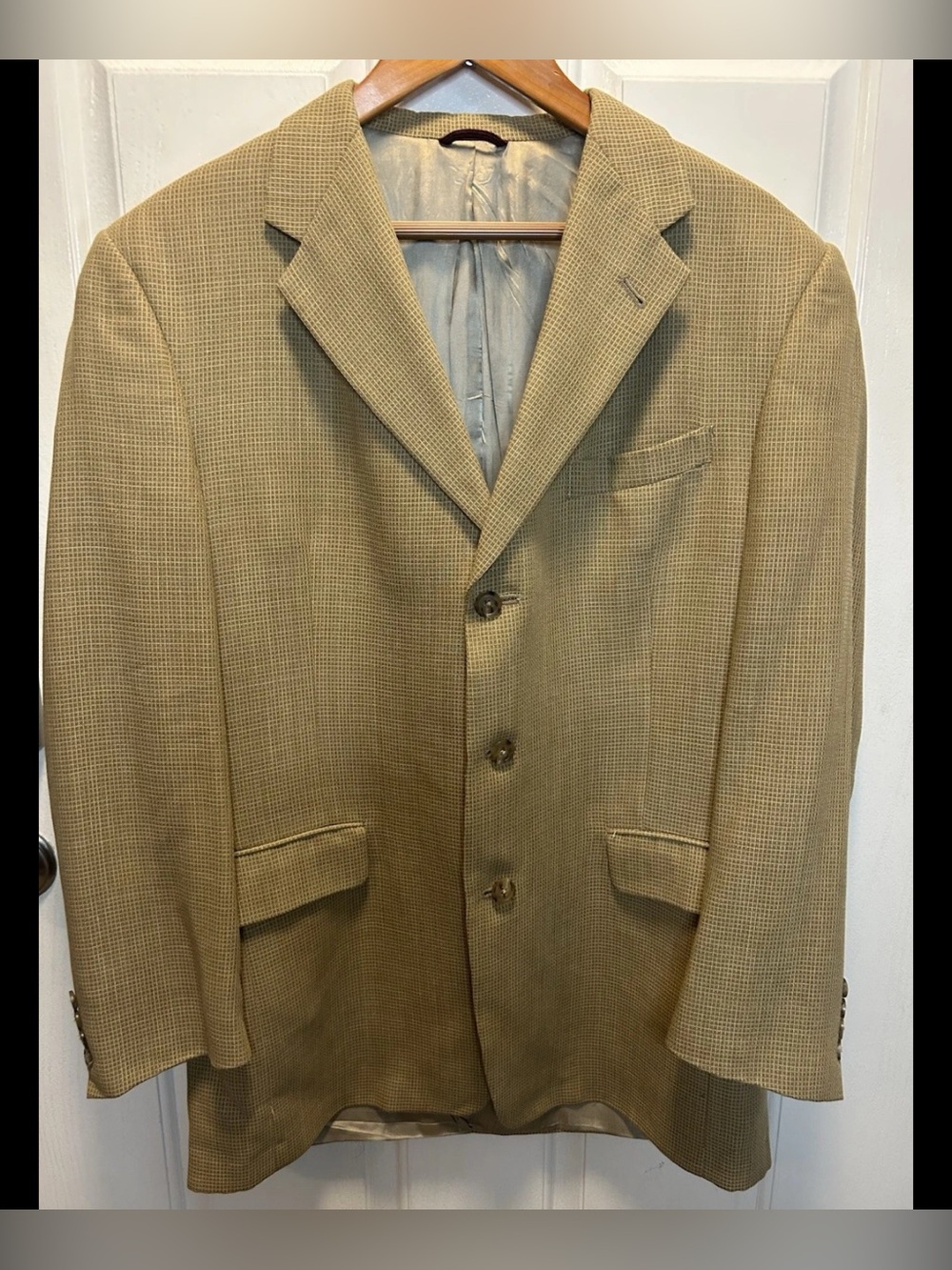 Hart Schaffner Marx Nordstrom Mens 42L Sport Coat Blazer Tan Wool Check